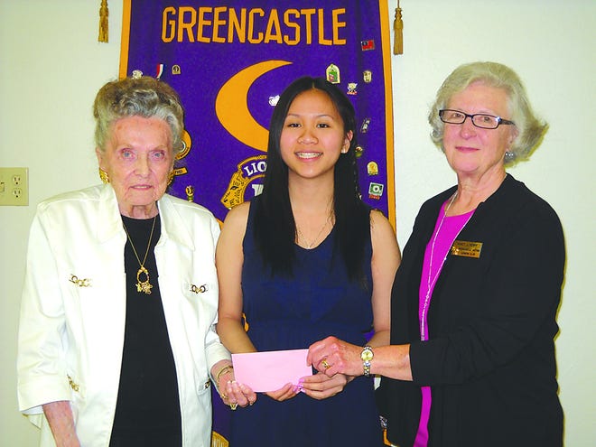 Thanh Truc "Phoebe" Tran Vo received a $2,000 scholarship from the Greencastle-Antrim Lioness Club. Also pictured are Lionesses Cora Crider, left, and Nancy Henry, right, of the scholarship committee.